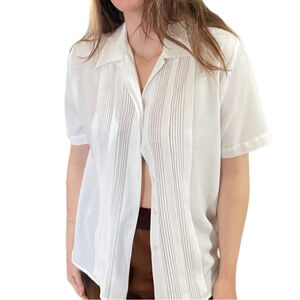 Vintage Christie & Jill Vtg White Blouse Short Sleeve  Button Down  Womens Sz 8